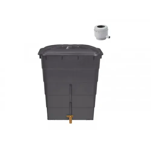 Paiement Sécurisé Récupérateur d‘eau mural rectangulaire + robinet, GARANTIA, 300 litres, gris – GARANTIA