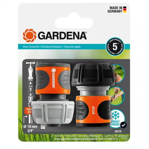 Réduction 2 raccords rapides et aquastop pour tuyaux d‘arrosage - 19 mm 3/4 - GARDENA