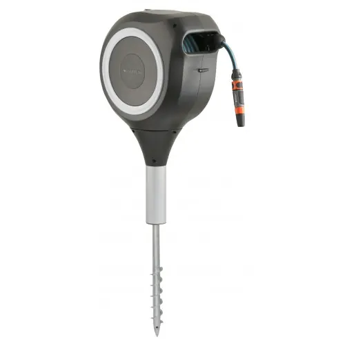 Livraison Express Dévidoir automatique sur pic RollUp M – 20 m – blanc – GARDENA