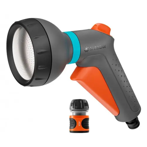 Usine Directe Pistolet d’arrosage Classic + raccord Aquastop 1/2” – 5/8” – Jet pluie doux – GARDENA