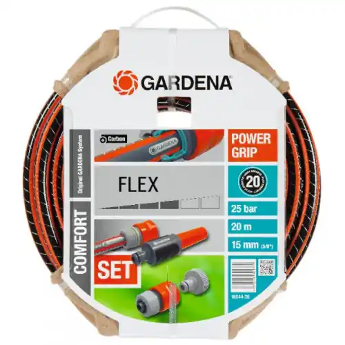 Nouveauté Tuyau d‘arrosage Flex Ø 15 mm – 20 m + lance et raccords – GARDENA