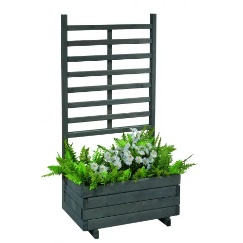 Haute Qualité Jardinière avec treillis « Gmunden » – l 136 cm x h 136 cm Gris vintage – GASPO