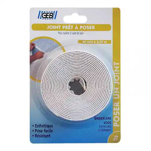 Joint d‘étanchéité préformé 40 mmx 3,35 m – Blanc – GEB Prix Cassé