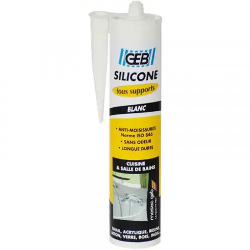 Expédié Aujourd&rsquo;hui Mastic silicone surface synthétique et émaillée – Blanc – GEB