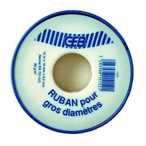 Ruban téflon ep.0.2 x l.19 mm x l.15 m GEB – GEB Réduction