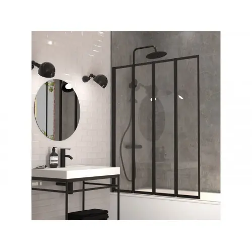 Pare-baignoire pivotant pliant transparent noir, H.140 x l.110 cm Exalt - GELCO DESIGN Nouvel Arrivage