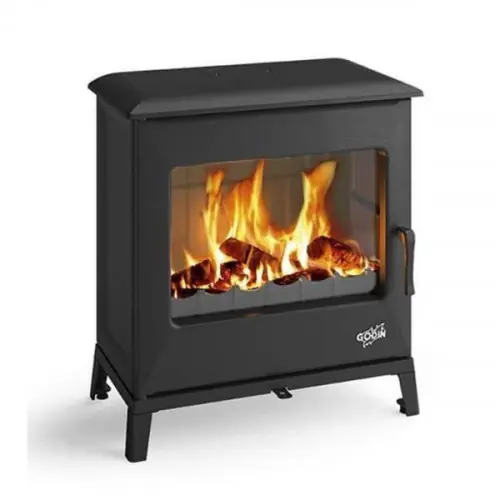 Meilleur Choix Poêle à bois BECOUR étanche – 10 kW- Rdt 78,1% – B. 50 cm – Fonte anthracite – Godin