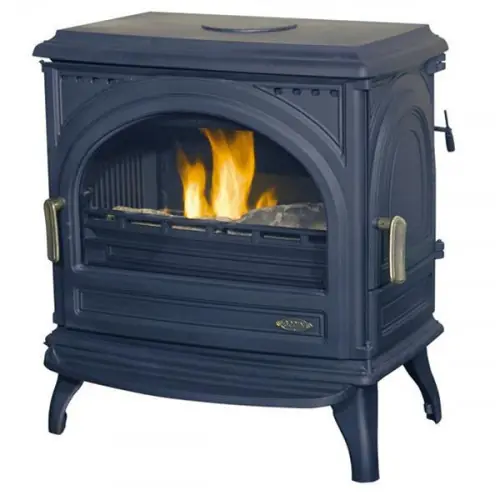 Poêle à bois CARVIN – 11 KW- Rdt 73% – B. 65 cm – Fonte anthracite – Godin Nouvel Arrivage