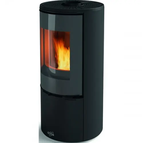 Poêle à bois CASTRIES étanche – Eco Control – 8 kW – Rdt 82,4% – B. 33 cm -Noir – Godin Nouvelle Collection