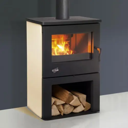 Offre Exclusive Poêle à bois Chinon anthracite – sable 8,5 kW – Godin