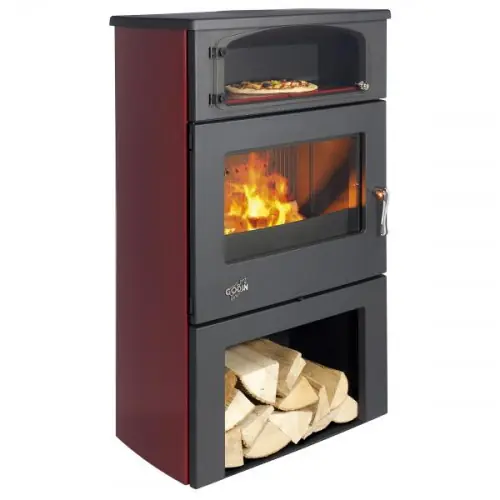 Populaire Poêle à bois Grand Chinon anthracite – émaillé carmin 11 kW – Godin