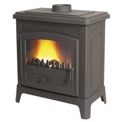 Poêle à bois LE FONTEVAL – 10 KW – Rdt 79,4% – B.50 cm – Panoramique – Fonte – Godin Affaire À Saisir