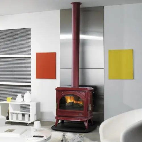 Vente Directe Poêle à bois PETIT CARVIN – 8 KW- Rdt 76% – B. 57 cm–Thermostat – Fonte prune – Godin