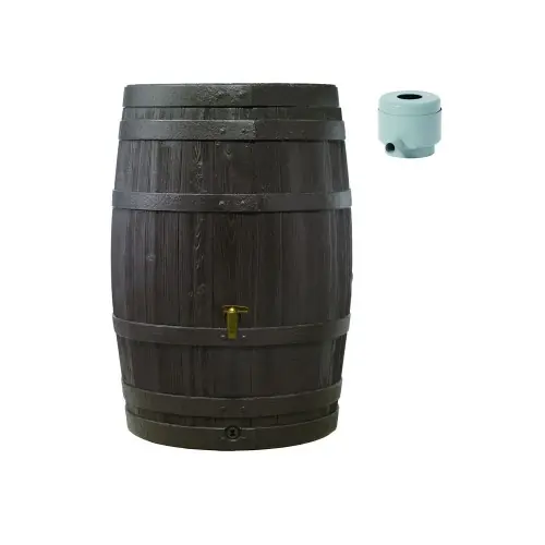 Tonneau Vino 250 L Brun avec robinet PE imitation laiton et collecteur filtrant Eco gris. - GRAF Petit Prix