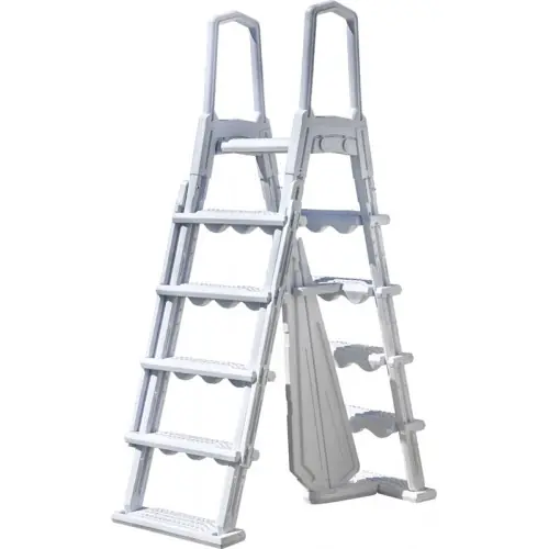 Haute Qualité Échelle de sécurité moulé avec plateforme pour piscine de hauteur 120 cm/132 cm - blanc - GRE POOLS