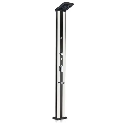 Vente Directe Douche solaire carrée d‘extérieur en aluminium Premium avec sprayers - 20x11x215 cm - 38 l - GRE POOLS