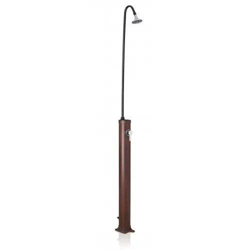 Nouvelle Collection Douche solaires ronde d‘extérieur en PVC aspect bois - 11x220 cm - 9 l - GRE POOLS