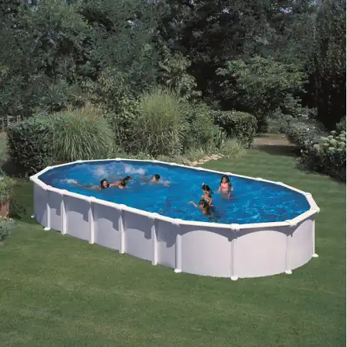 Piscine ovale acier 9,20m x 5,05m x H 1,32m - Filtration à sable - SANS Renforts apparents - GRE POOLS Meilleur Prix
