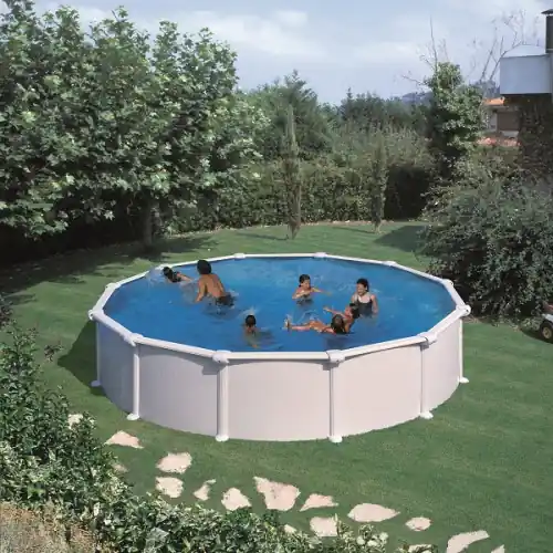 Piscine ronde acier Ø3,70m x H 1,32m - Filtration à sable - GRE POOLS Bon Marché