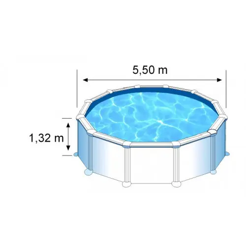 Soldes Piscine ronde acier Ø5,70m x H 1,32m - Filtration à sable - GRE POOLS