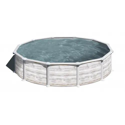 Promotion Piscine ronde acier Ø5,70m x H 1,32m - Imitation bois Nordique - GRE POOLS