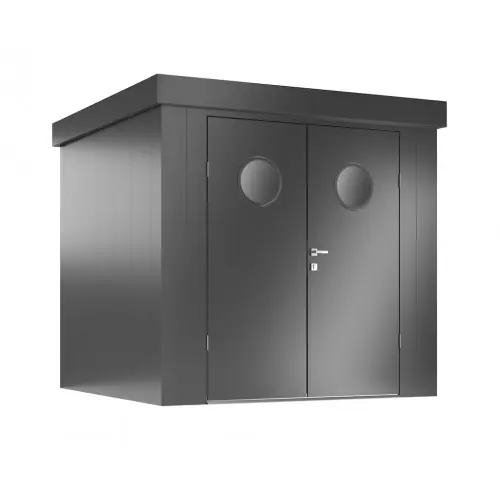 Abri de jardin avec hublots – taille L – Anthracite – 226x226x213 – acier – Guardi Offre Du Jour