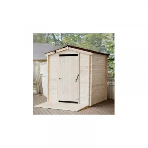 Offre Du Jour Abri Alpina – Toilette Sèche avec Plancher, Rampe d’Accès et Kit Accessoires – Adapté PMR – Toit Double Pente en Plaques Ondulée – HABRITA