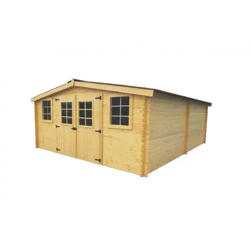 Abri Baron Double Pente 20,97 m² – Épicéa Massif 28 mm – Plaques Ondulées Bitumées – Sans Plancher – HABRITA Certifié