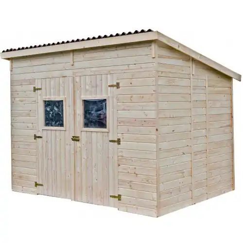 Abri Candela Mono Pente – Épicéa Massif 16 mm – Plaques Ondulées Bitumées – Sans Plancher – HABRITA Dernier Modèle
