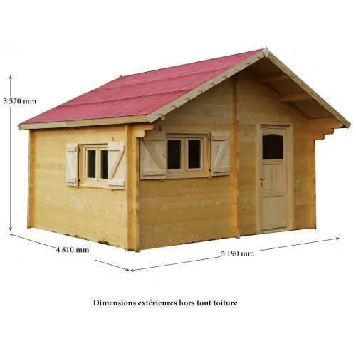 Nouvel Arrivage Abri Cozy Double Pente 24,96 m² – Épicéa Massif 60 mm – Feutre Bitumé – Sans Plancher – HABRITA