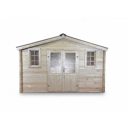 Abri de jardin bois massif 11,04 m² – madriers 28 mm – toit acier double pente – embase incluse – BAX4030 – HABRITA Must-Have