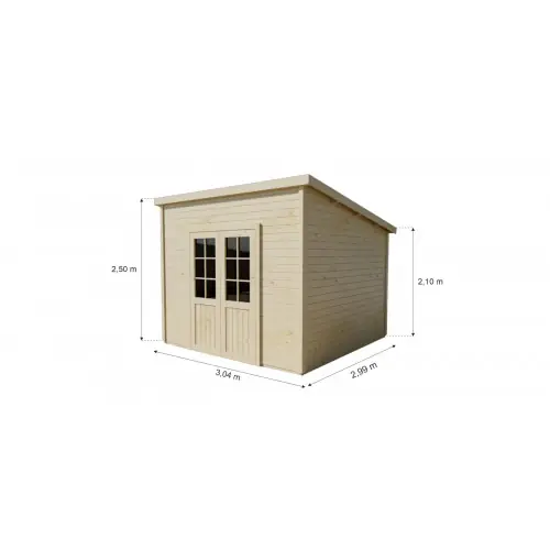 Abri de jardin bois massif 7,51 m² – madriers 28 mm – toit monopente bac acier – double porte vitrée – HABRITA Produit De Marque