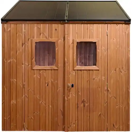 Meilleure Vente Abri de jardin bois thermochauffé monopente 4,48 m² – bardage 19 mm – kit photovoltaïque 1 kWc – HABRITA
