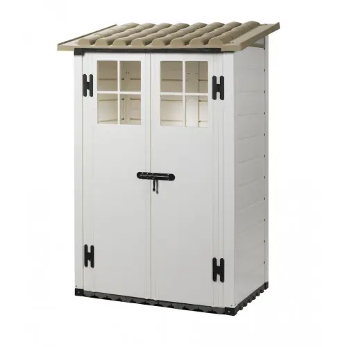 Certifié Abri de Jardin EVO 100 – 1,32 m² – Résine et Toit ABS – Avec Plancher – HABRITA