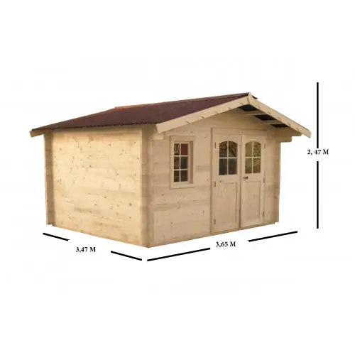 Prix Choc Abri de jardin Nancy épicéa 3,65 x 3,50 m – madriers 42 mm – 12,70 m² – HABRITA
