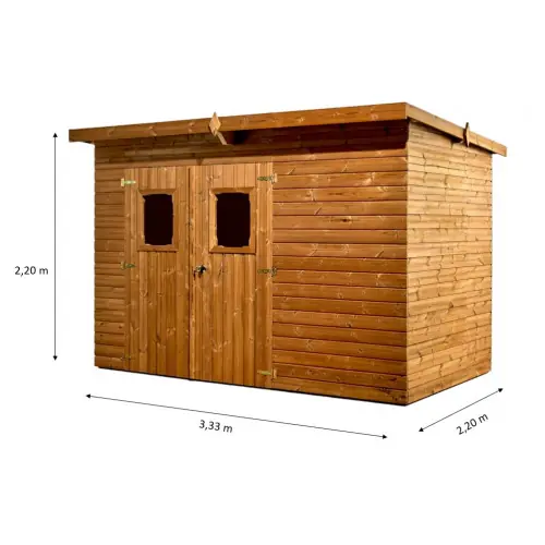 Retour Gratuit Abri de jardin Theora bois thermochauffé 3,30 x 2,20 m – panneaux 19 mm – 7,40 m² – HABRITA