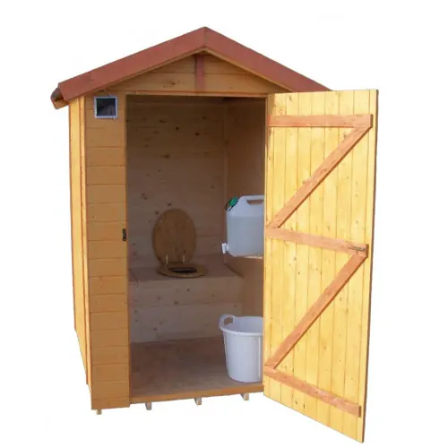 Abri Eden WC Double Pente – Épicéa Massif 16 mm – Plaques Ondulées Bitumées – Avec Plancher – HABRITA Promotion