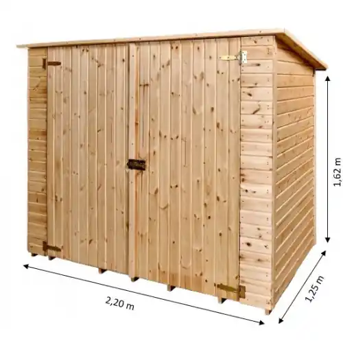 Abri Mural Eden Mono Pente – Range-Vélos, Scooters, Motos – Épicéa Massif 16 mm – Feutre Bitumé – Avec Plancher – HABRITA Retour Gratuit