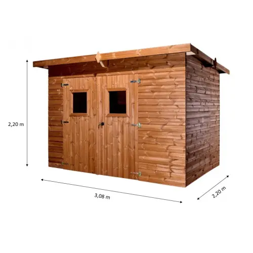 Abri Theora Mono Pente 6,78 m² – Bois Thermochauffé – Plaques Ondulées Bitumées – Sans Plancher – HABRITA Prix Cassé