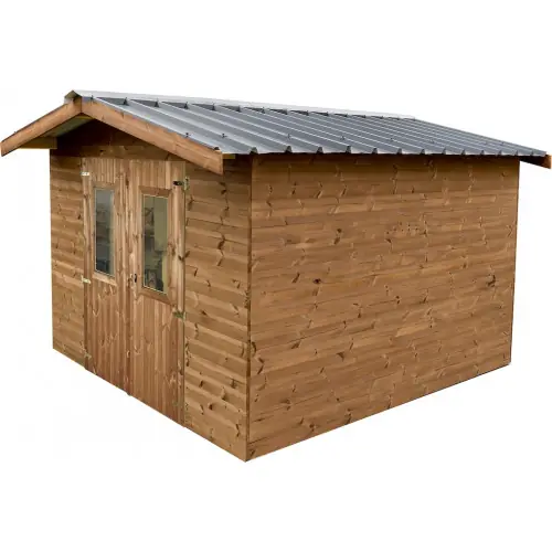 Offre Spéciale Abri Thermabri Double Pente 12,31 m² – Bois Thermochauffé – Bac Acier – Sans Plancher – HABRITA