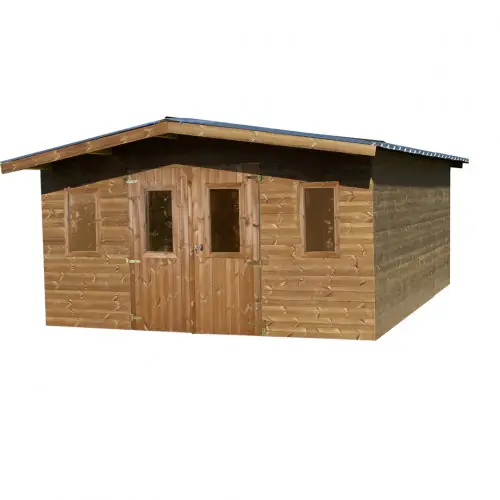 Abri Thermabri Double Pente 19,69 m² – Bois Thermochauffé – Bac Acier – Sans Plancher – HABRITA Prix Cassé