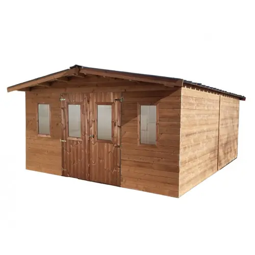 Abri Thermabri Double Pente 24,30 m² – Bois Thermochauffé – Bac Acier – Sans Plancher – HABRITA Paiement Sécurisé