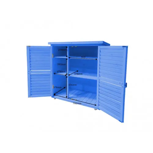 Armoire de Rangement 0,25 m³ – Bois Lasuré Bleu – Toit Bitumé – HABRITA Vente Flash