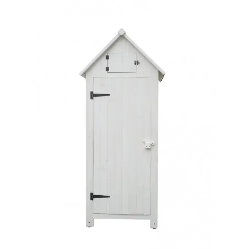 Affaire À Saisir Armoire de Rangement 0,41 m² – Bois Lasuré Blanc – Toit Bitumé – HABRITA