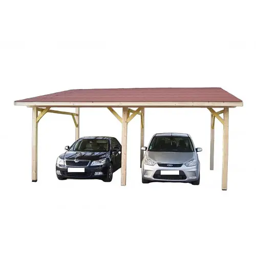 Offre Limitée Auvent bois monopente double voiture 29,34 m² – structure lamellé-collé – toiture shingle – HABRITA