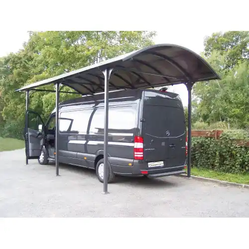 Carport aluminium pour camionnette, camping-car, caravane et bateau – 27,51 m² – Gris anthracite – Toit polycarbonate translucid – HABRITA Commander Maintenant