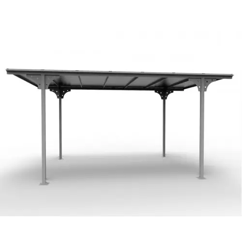 Offre Limitée Carport aluminium toit plat coloris gris anthracite – 14,70 m² – Plaques polycarbonate 6 mm – HABRITA