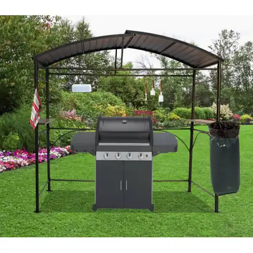 Carport barbecue autoportant à double toit – Finition époxy gris anthracite – Toit en acier galvanisé – Pieds réglables – Access – HABRITA Produit De Marque