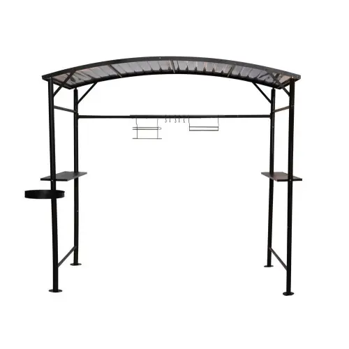 Carport barbecue finition époxy gris anthracite – Toit en acier – Pieds réglables – Accessoires barbecue inclus – HABRITA Réduction