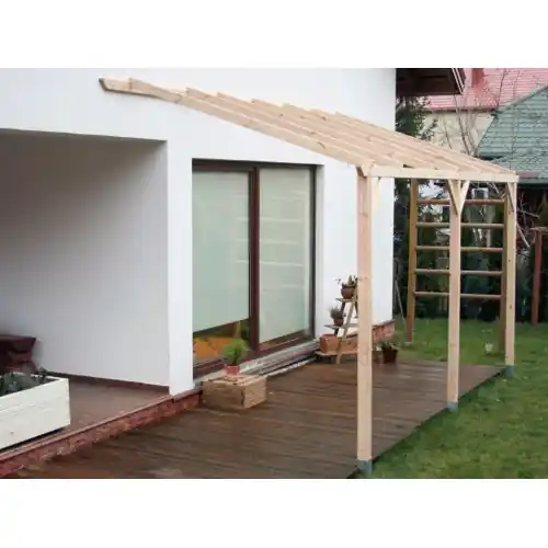 Carport Mural Adossable 15,00 m² – Pin Sylvestre – Structure en Bois – Sans Couverture – HABRITA Populaire